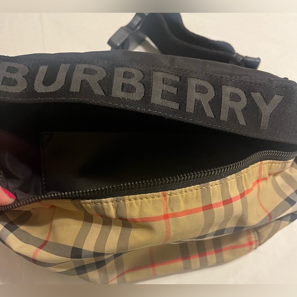 Authentic Burberry Vintage Black Beige Check Bum Belt Bag Crossbody Mens Women’s - Picture 2 of 16